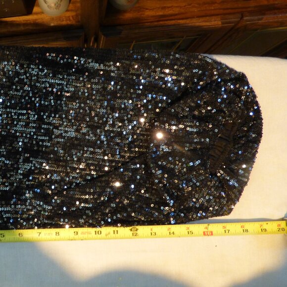 ENDLESS ROSE GOTH WEDDING HOLIDAY PARTY BLACK SILVER CROP SEQUIN BLOUSE TOP L - Picture 10 of 12